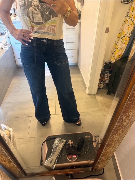 Flamingals Denim - High-Rise Dark Blue Wide-Leg Women's Jeans